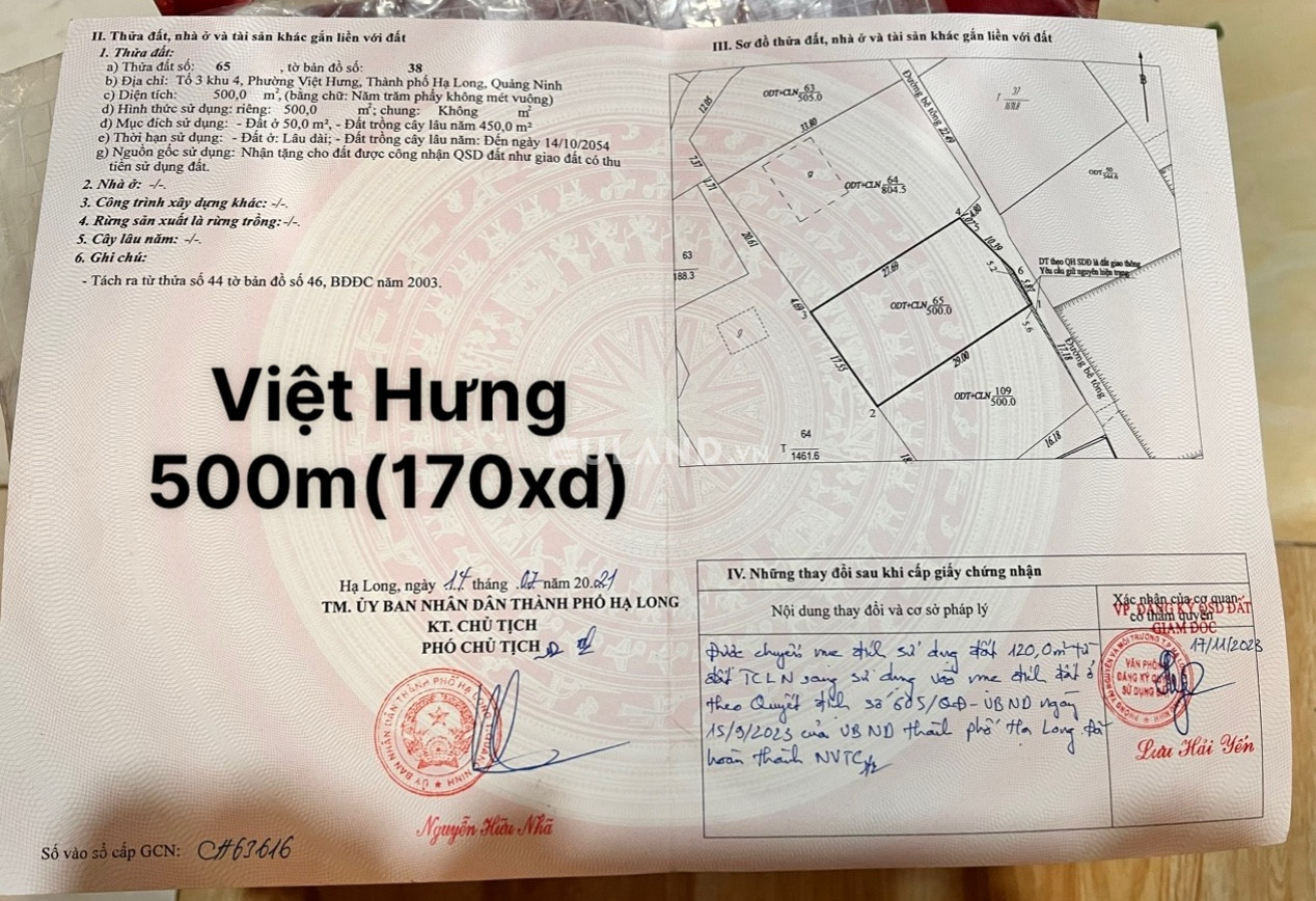 Đât Thổ cư - Phường Việt Hưng