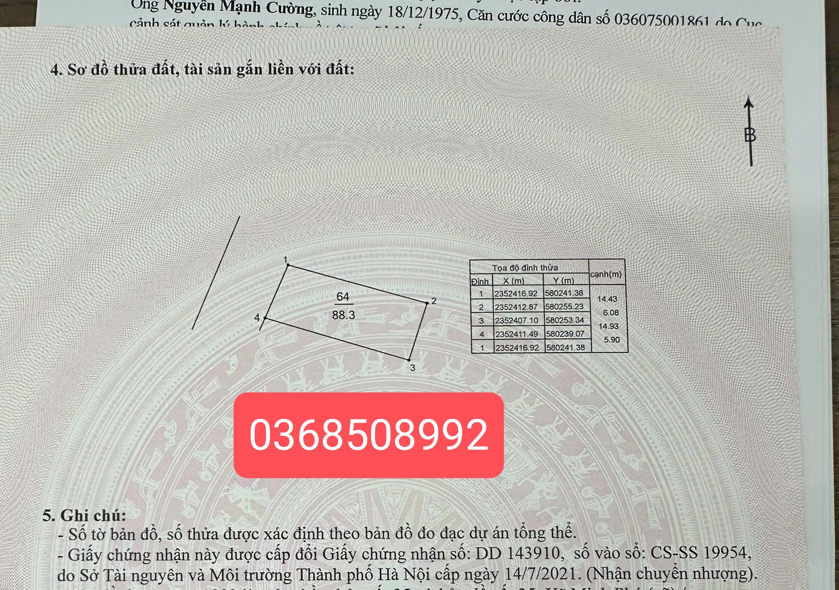 Bán đất 88,3m² ngang 5,9m giá 4.24 tỷ Phường Việt Yên