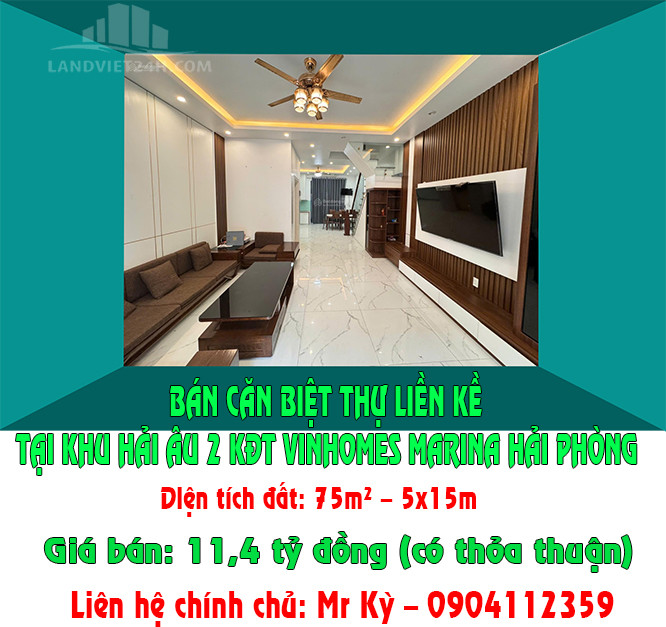 CHÍNH CHỦ BÁN CĂN BIỆT THỰ LIỀN KỀ TẠI KHU HẢI ÂU 2 KĐT VINHOMES MARINA HẢI PHÒNG