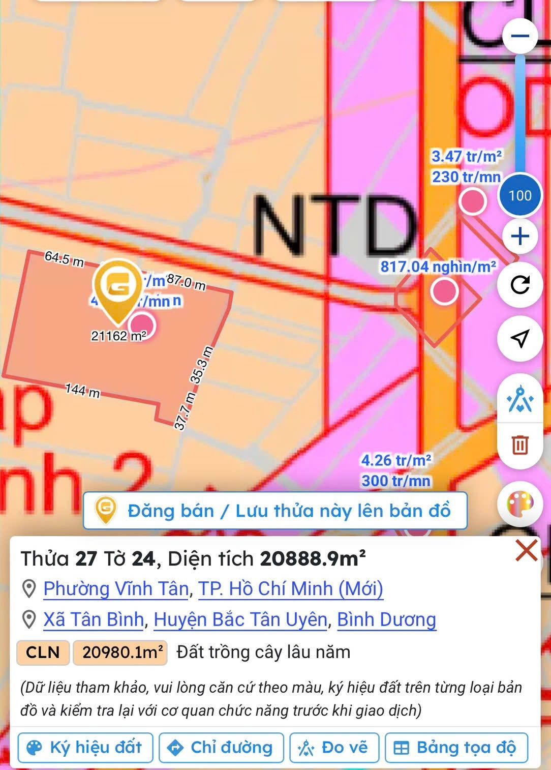 Chính chủ hạ giá rẻ nhất khu vực. Cần bán Gấp 1ha hoặc 2ha Đất cây lâu năm ( đang thu hoạch được 2 năm ). Diện tích hơn 2ha (21794m2). Có 130m mặt tiền đường đất 5m, cách nhựa 100m, cách KCN Viship2 500m