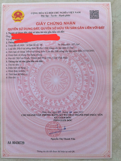Bán đất 107m² ngang 4.5m giá 1.8 tỷ Phường Xuân Hòa