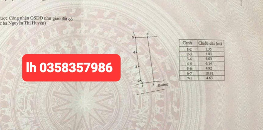 Bán đất 98.5m² ngang 4.92m giá 1.5 tỷ Phường Xuân Hòa