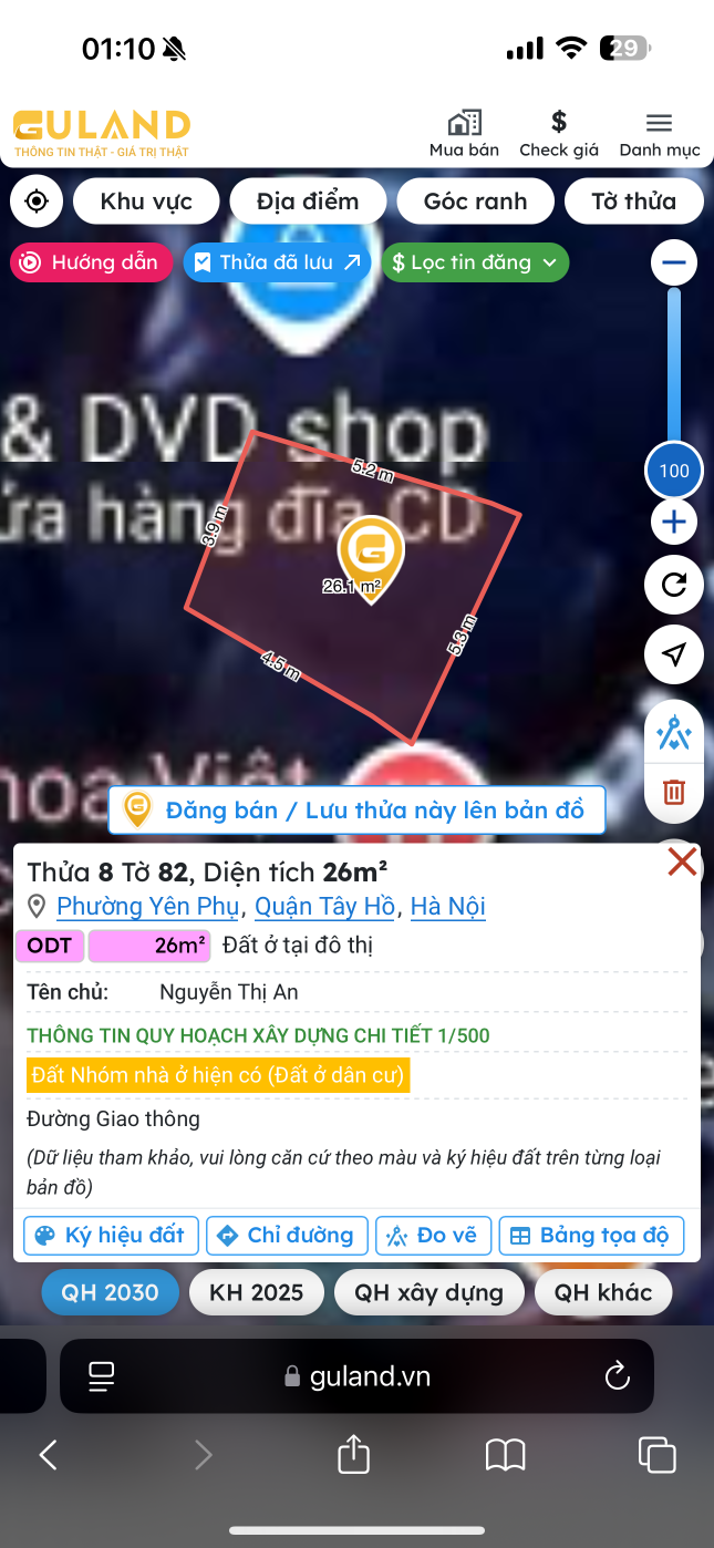 Bán nhà 38m² 10.5 tỷ tại Phường Yên Phụ Quận Tây Hồ