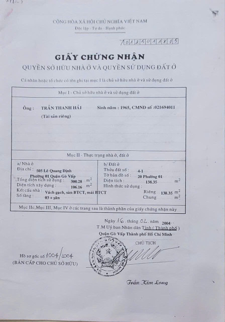 Bán nhà 137m² 22.3 tỷ Quận Gò Vấp
