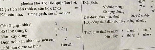 💥CHỈ 7.6 TỶ - tính ra MTKD Q. Tân Phú chỉ 99tr m2, ngang 5m khan hiếm