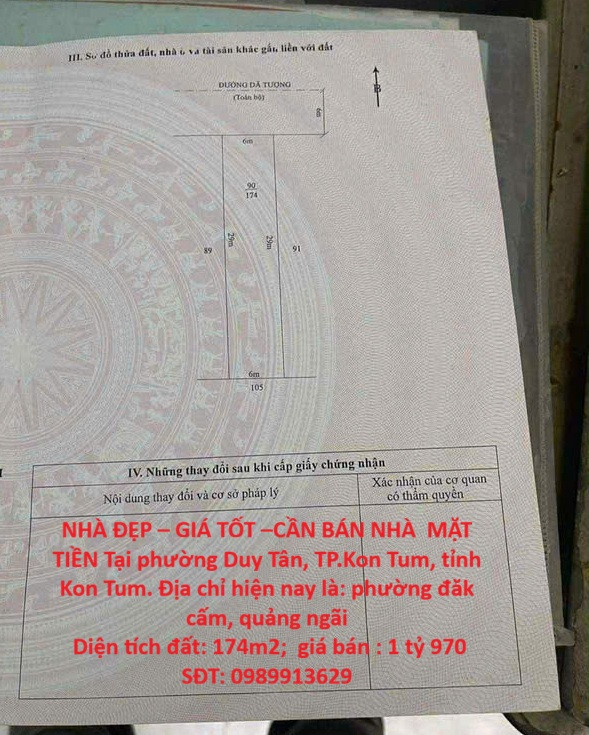 NHÀ ĐẸP – GIÁ TỐT –CẦN BÁN NHÀ  MẶT TIỀN Tại phường Duy Tân, TP.Kon Tum, tỉnh Kon Tum