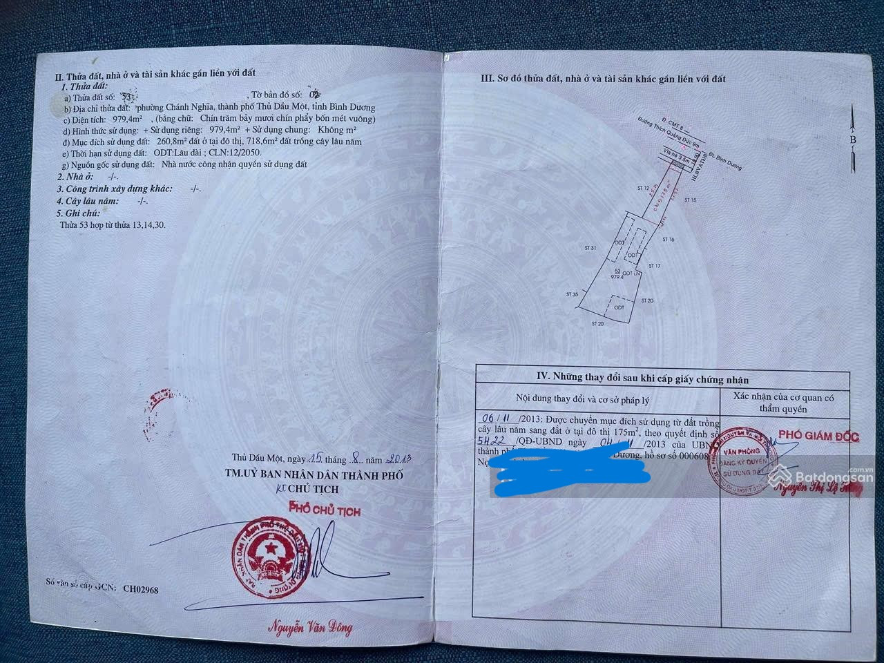 Bán đất mặt tiền đường Thích Quảng Đức. Phường Chánh Nghĩa, Tp Thủ Dầu Một, Bình Dương (4305m2)