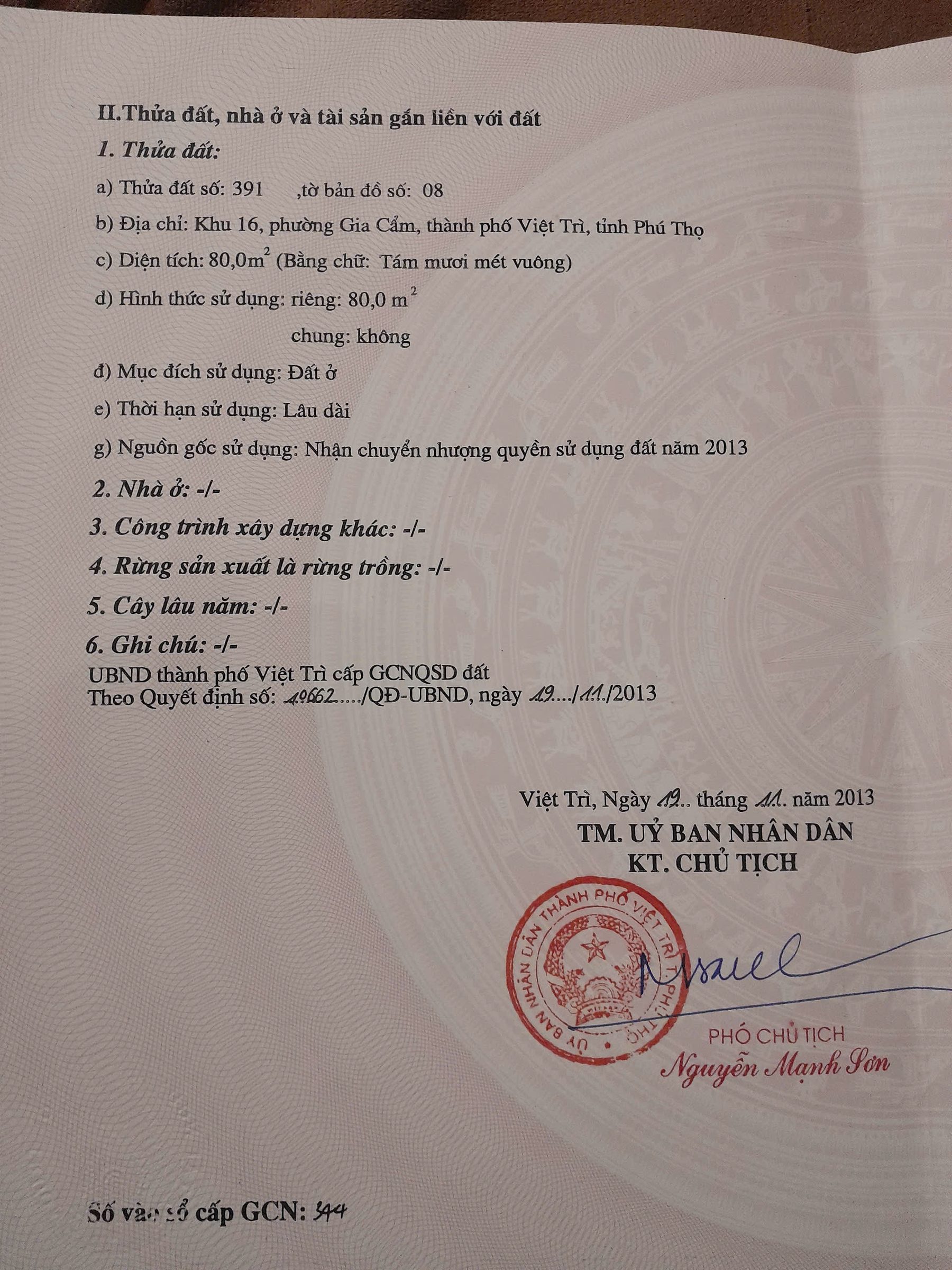 BÁN ĐẤT GIA CẨM – VIỆT TRÌ, PHÚ THỌ  VỊ TRÍ ĐẸP – KINH DOANH TỐT