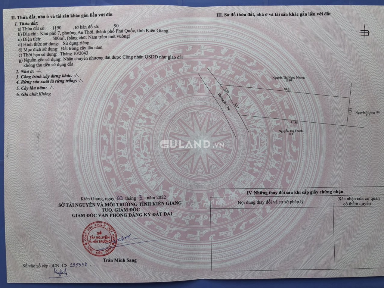 Chính chủ bán đất phườn an thới , tp phú quốc