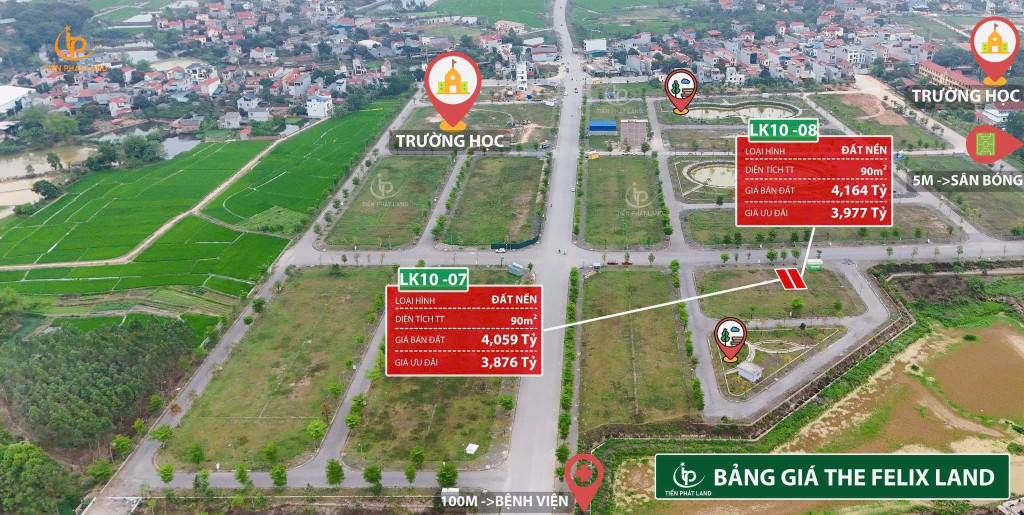 Bán đất 90m² giá 4.16 tỷ tại Phường Bích Động, Thị xã Việt Yên, Bắc Giang. Có chiết khấu + Hỗ trợ vay NH