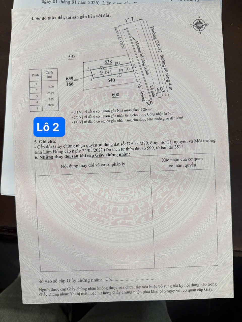 Đất thị trấn Đạ Tẻh- Lâm Đồng dt 166m2 sẵn 121m2 đất ở đô thị đường bê tông tới đất chỉ 289tr