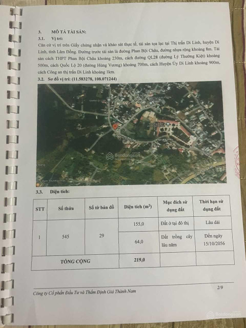 Bán đất tt di linh