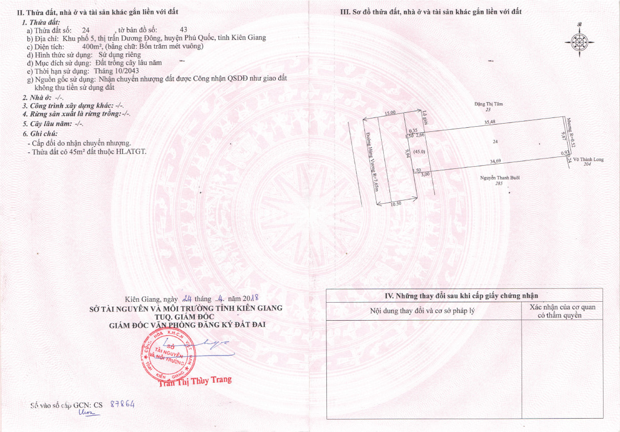 Bán  đất thổ cư 400m² , giá 60 tỷ tại, Thị trấn Dương Đông, Thành phố Phú Quốc, Kiên Giang