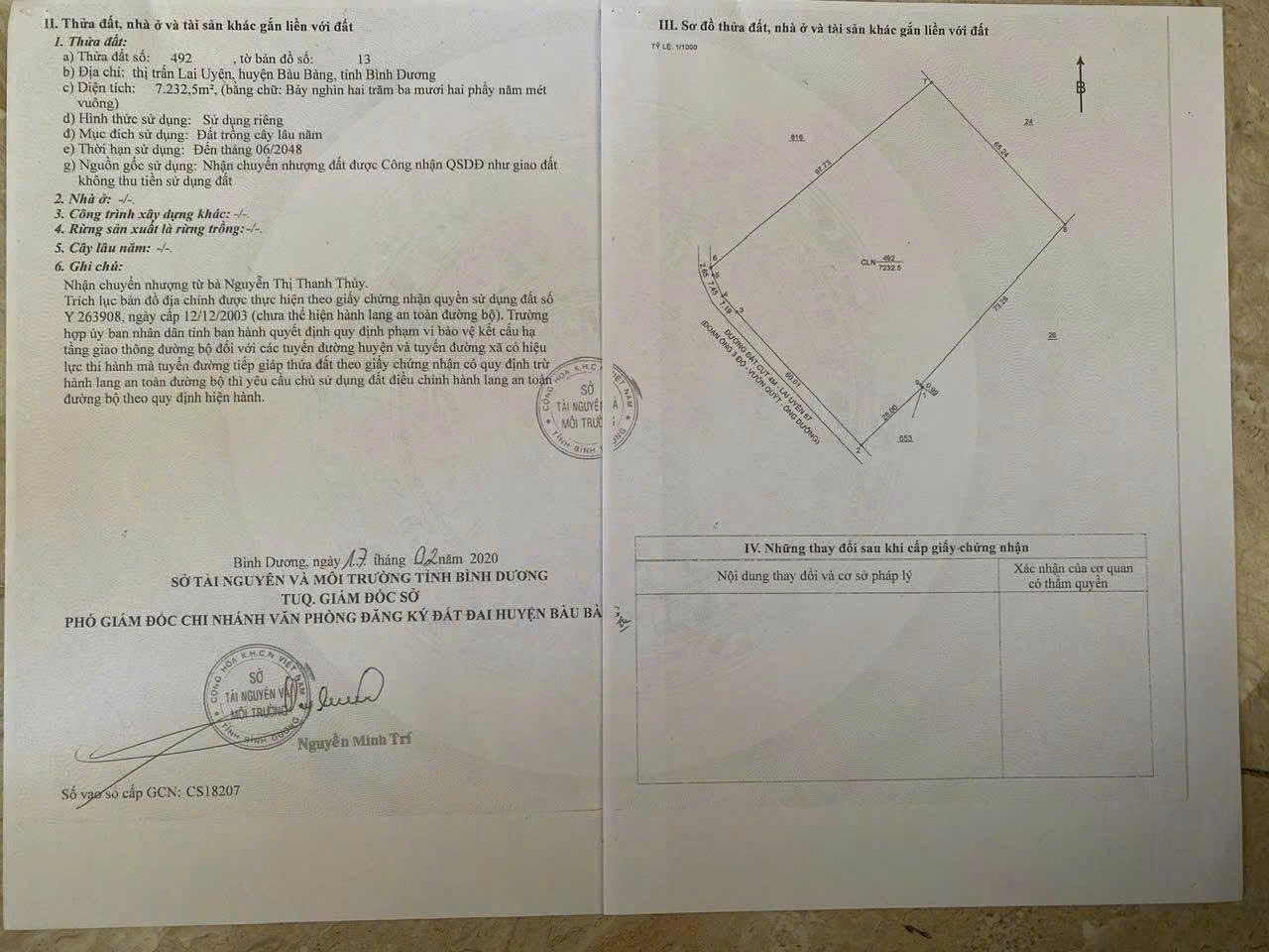 Bán đất 7232.5m² 13.5 tỷ tại Thị trấn Lai Uyên Huyện Bàu Bàng có thể phân lô hoặc làm xưởng