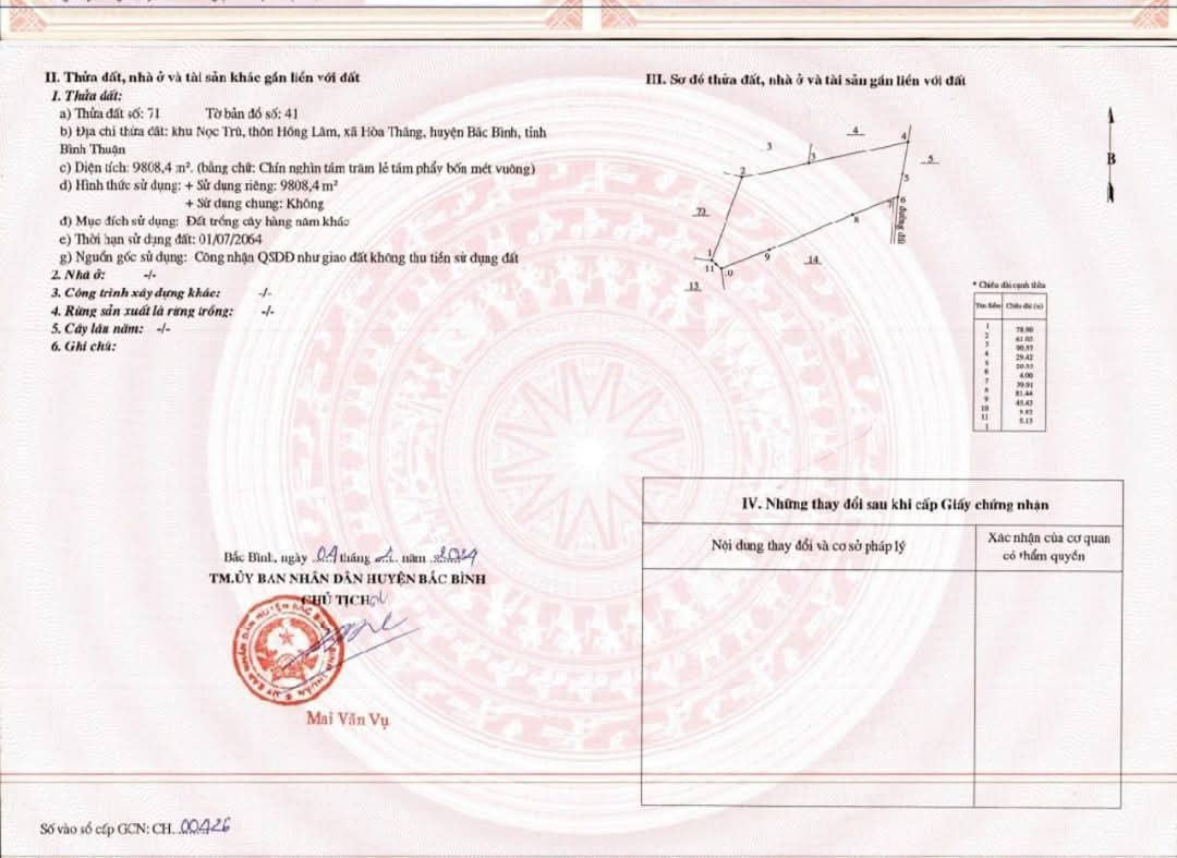 Bán đất 9808m² 1.3 tỷ tại Thị trấn Lương Sơn Huyện Bắc Bình