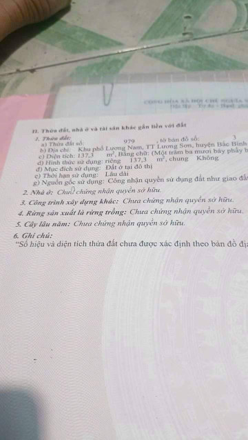Thổ cư thị trấn lương sơn 680triệu