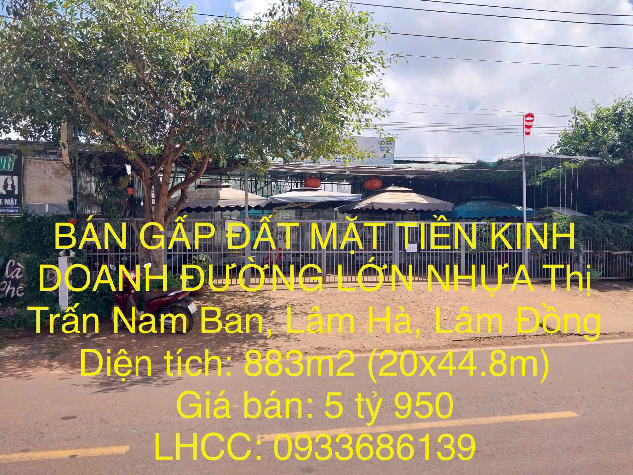 BÁN GẤP ĐẤT CC MẶT TIỀN KINH DOANH ĐƯỜNG LỚN NHỰA Thị Trấn Nam Ban, Lâm Hà, DT 883m2, Giá 5tỷ950