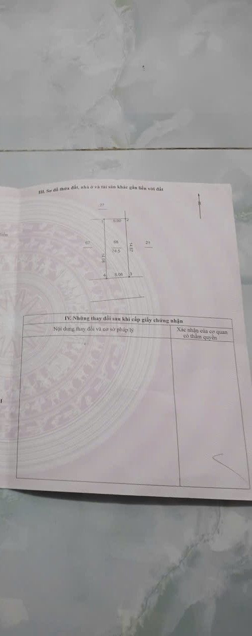 Lô đất THÔN BỐI KHÊ, XÃ CHUYÊN MỸ, PHÚ XUYÊN, HN _DT:74.5m2 _ MT: 5m GIA:2ty800