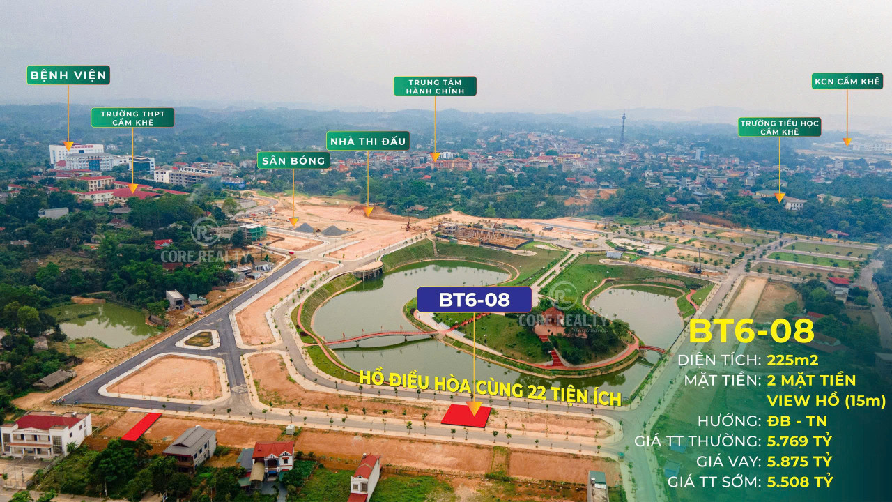 Bán lô biệt thự view hồ đẹp nhất Cẩm Khê CTP – Sở hữu ngay siêu phẩm hiếm có!