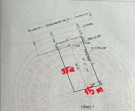 NHÀ BÁN+ XƯỞNG-  MẶT TIỀN -NGUYỄN HỮU TRÍ- BÌNH CHÁNH - 525M² THỔ CƯ-(15X35M)- 16.8 TỶ