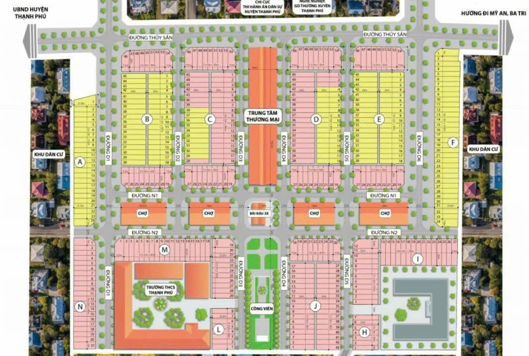 BÁN ĐẤT NỀN THỔ CƯ ĐỐI DIỆN TRUNG TÂM THƯƠNG MẠI THỊ TRẤN THẠNH PHÚ BẾN TRE