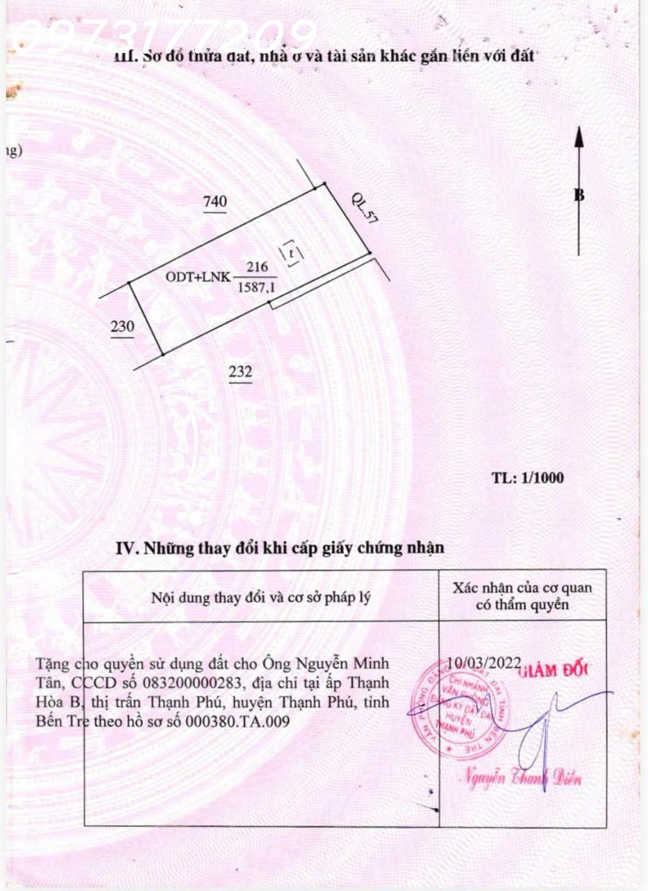 Bán đất mặt tiền sẵn mặt bằng đang cho thuê tại TT Thạnh Phú, Bến Tre, DT 1.587m2, giá đầu tư