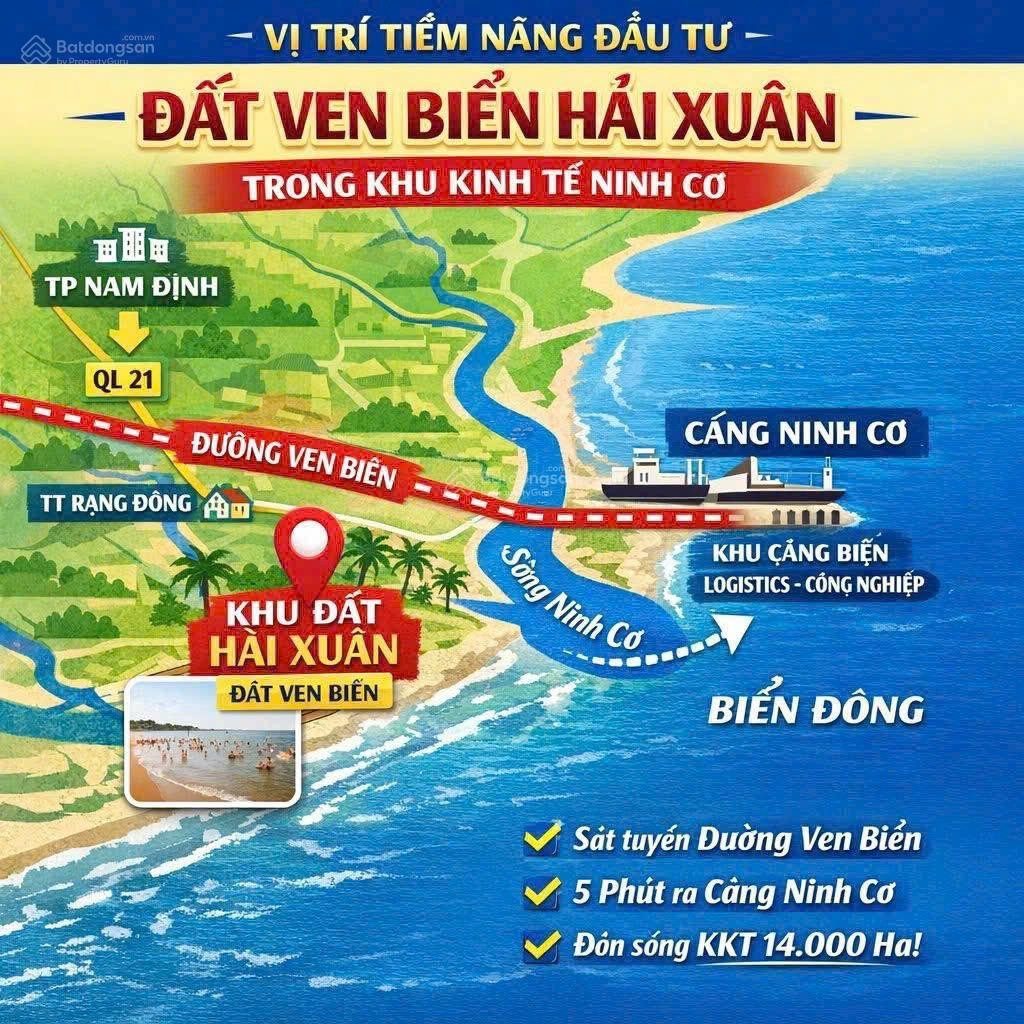 Nhỉnh 1 tỷ Đất Sát Biển Thịnh Long Sinh Lời Cao - Đón Đầu Khu Đô Thị Lấn Biển Ninh Cơ