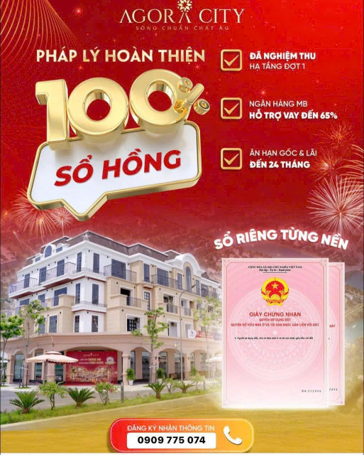 ĐẤT NỀN CHÍNH CHỦ - Dự Án Agora City Thị Trấn Thủ Thừa, Huyện Thủ Thừa, Tỉnh Long An