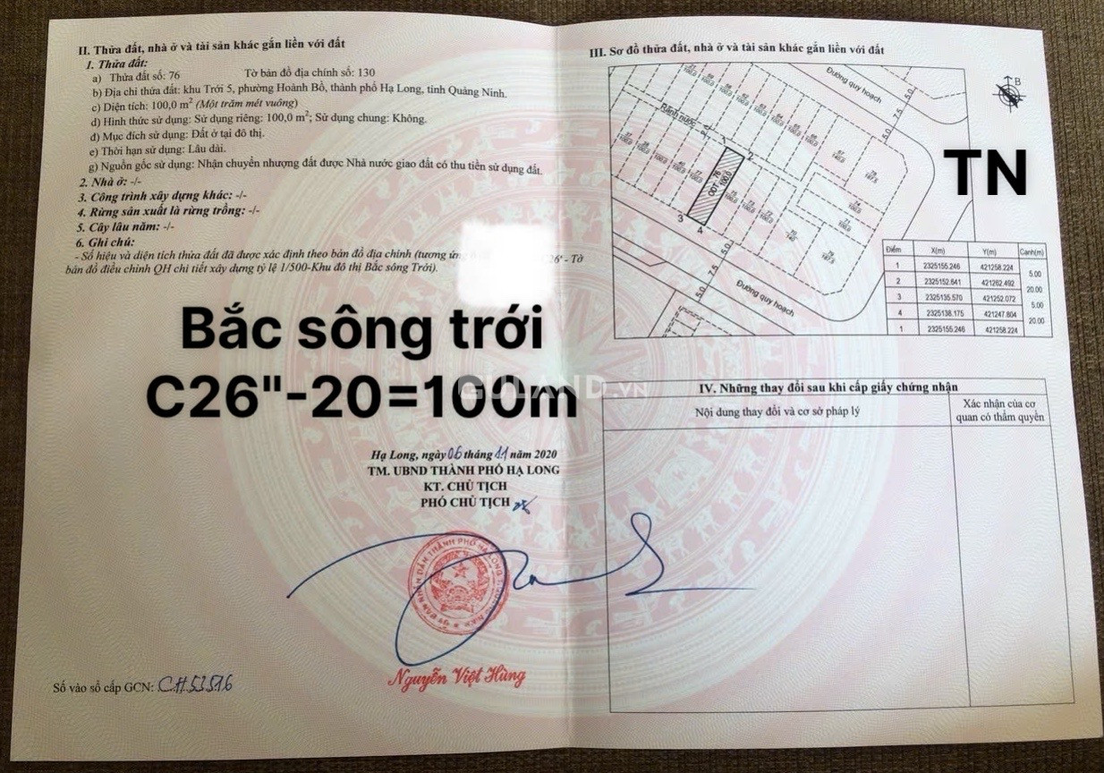 Dự Án Bắc Sông Trới - Hoành Bồ