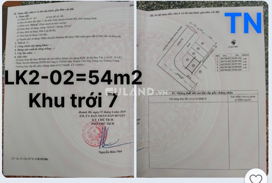 Đất Dự Án Khu Trới 7- Hoành Bồ