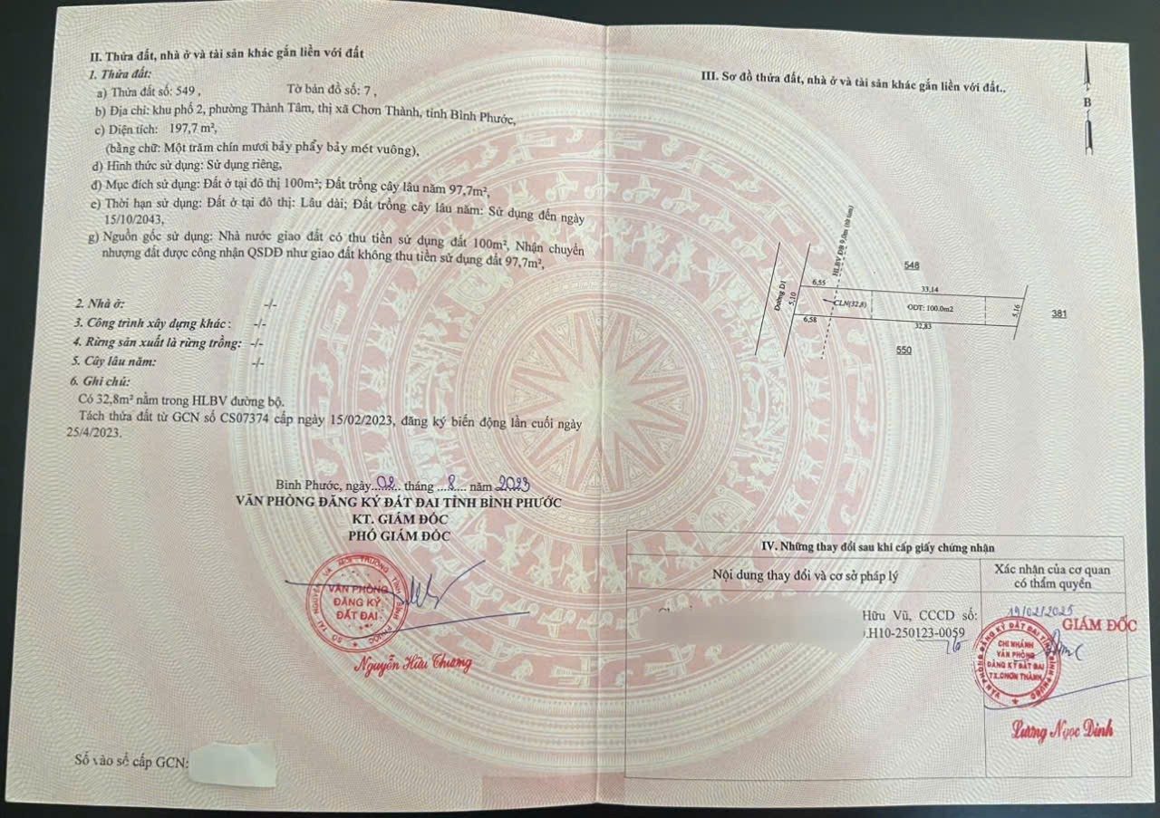 ĐẤT ĐẸP - ĐẦU TƯ SINH LỜI - Chính Chủ Bán Lô Đất Phường Thành Tâm, Chơn Thành, Bình Phước