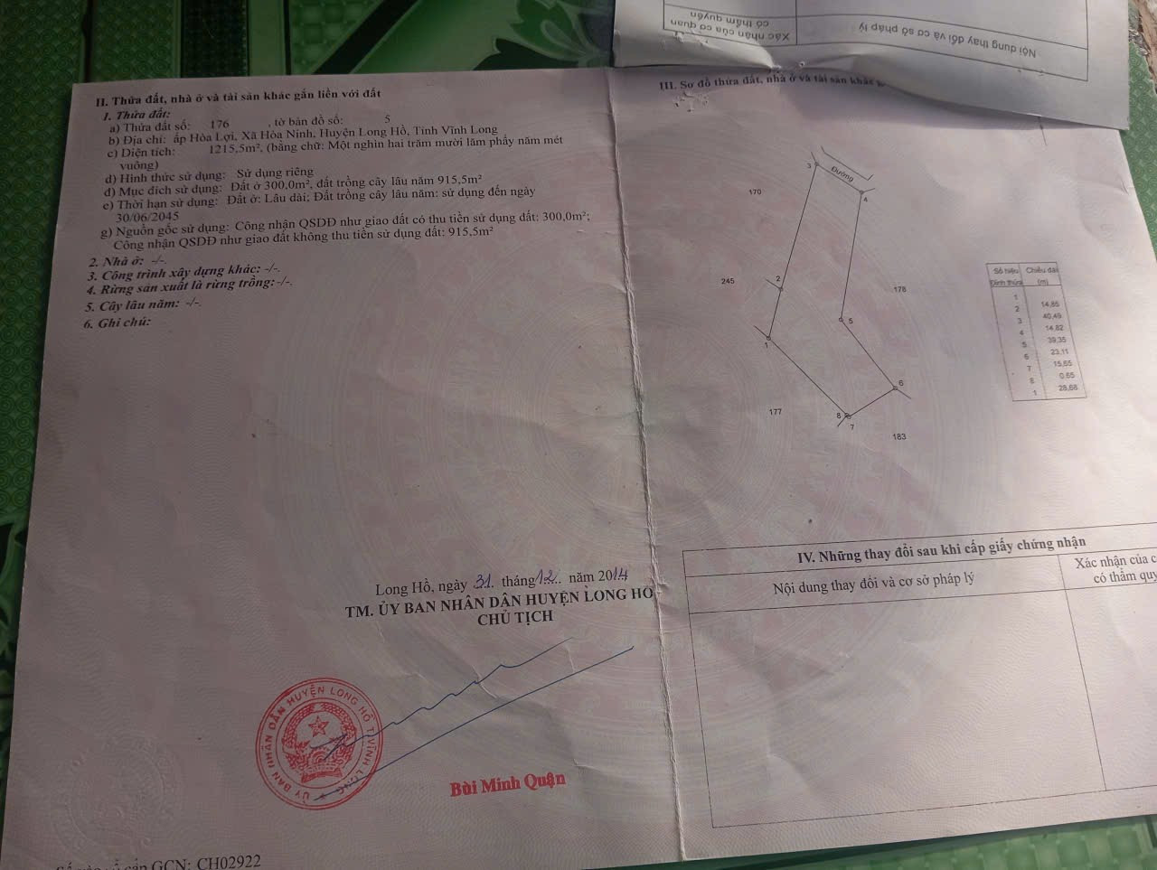 Bán đất 1215m² ngang 183m giá 1.4 tỷ Xã An Bình