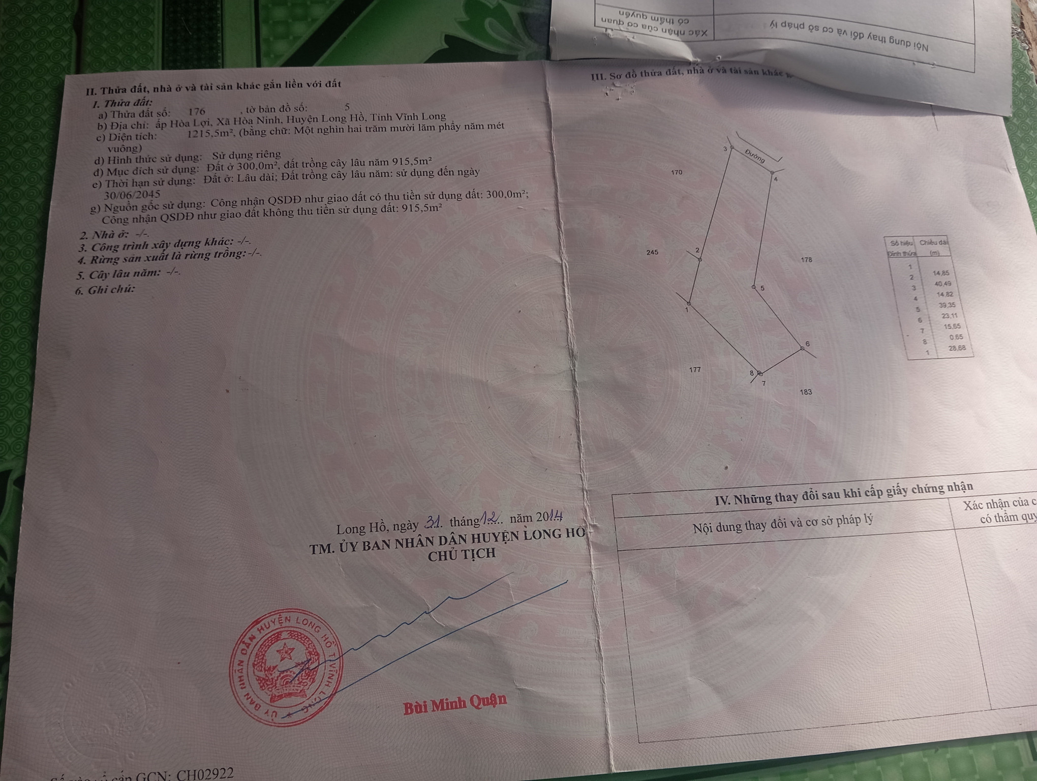 Bán đất 1215m² ngang 18,3m giá 1.5 tỷ Xã An Bình