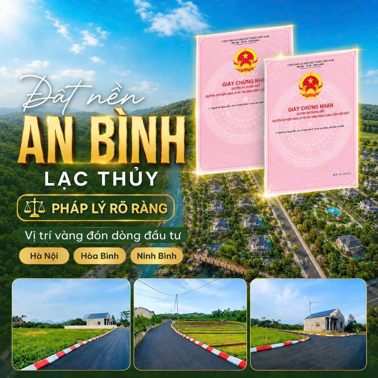 Đất An Bình-Lạc THủy-Hòa Bình, Giá 185tr sẵn sổ sang tên