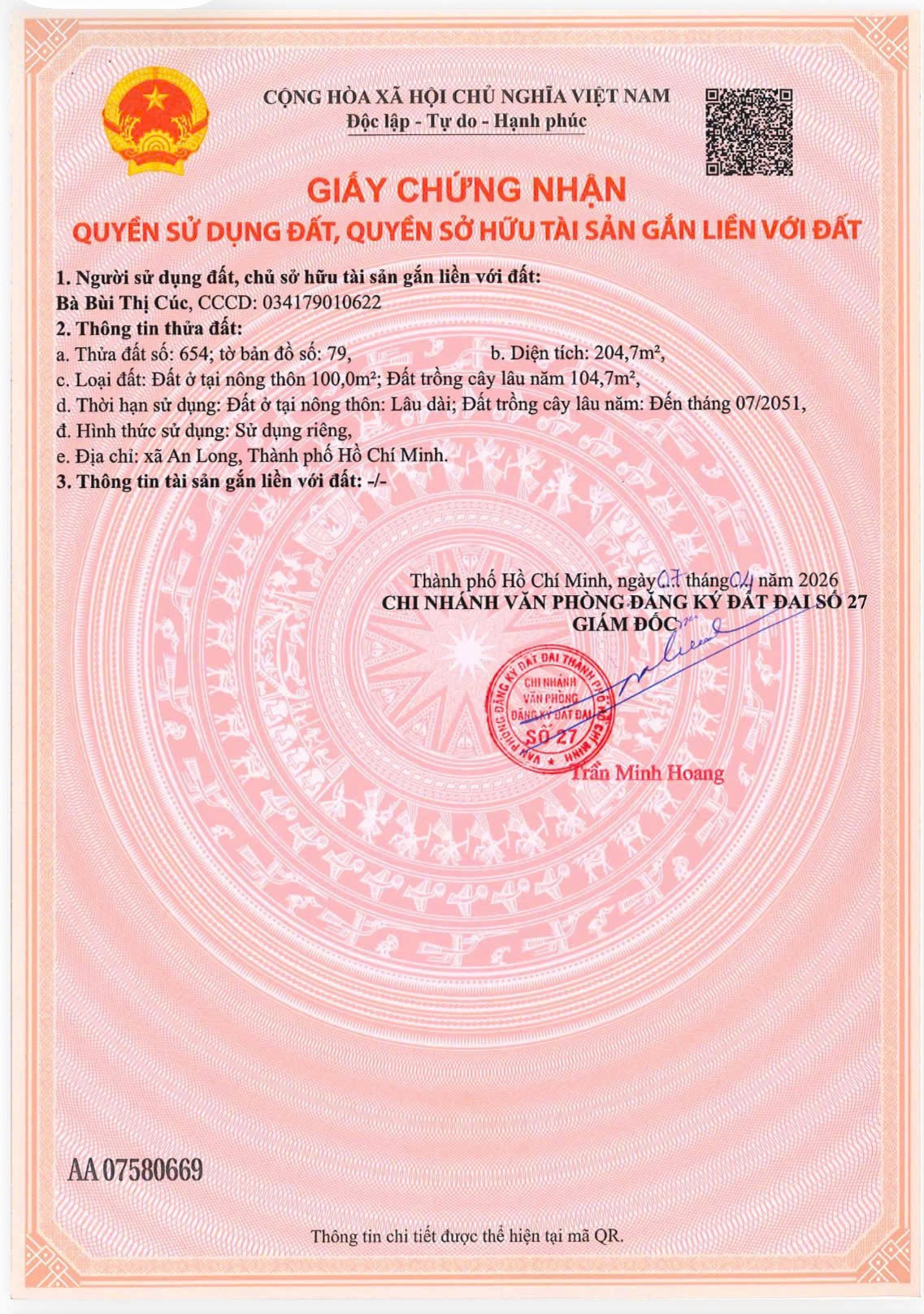 Bán Đất 200m² thổ cư 100m² giá 333.3 triệu tại Xã An Linh Huyện Phú Giáo Bình Dương