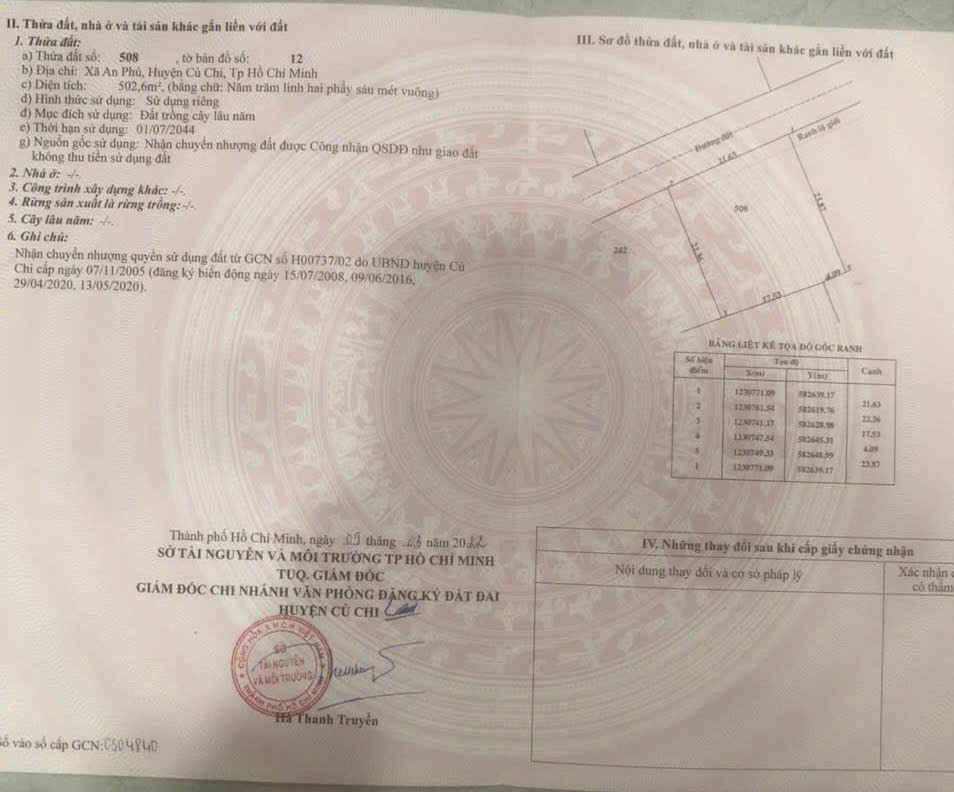 (S616) Đất mặt tiền Đường 799, xã An Phú, dt 502m2, giá 1 tỷ 650