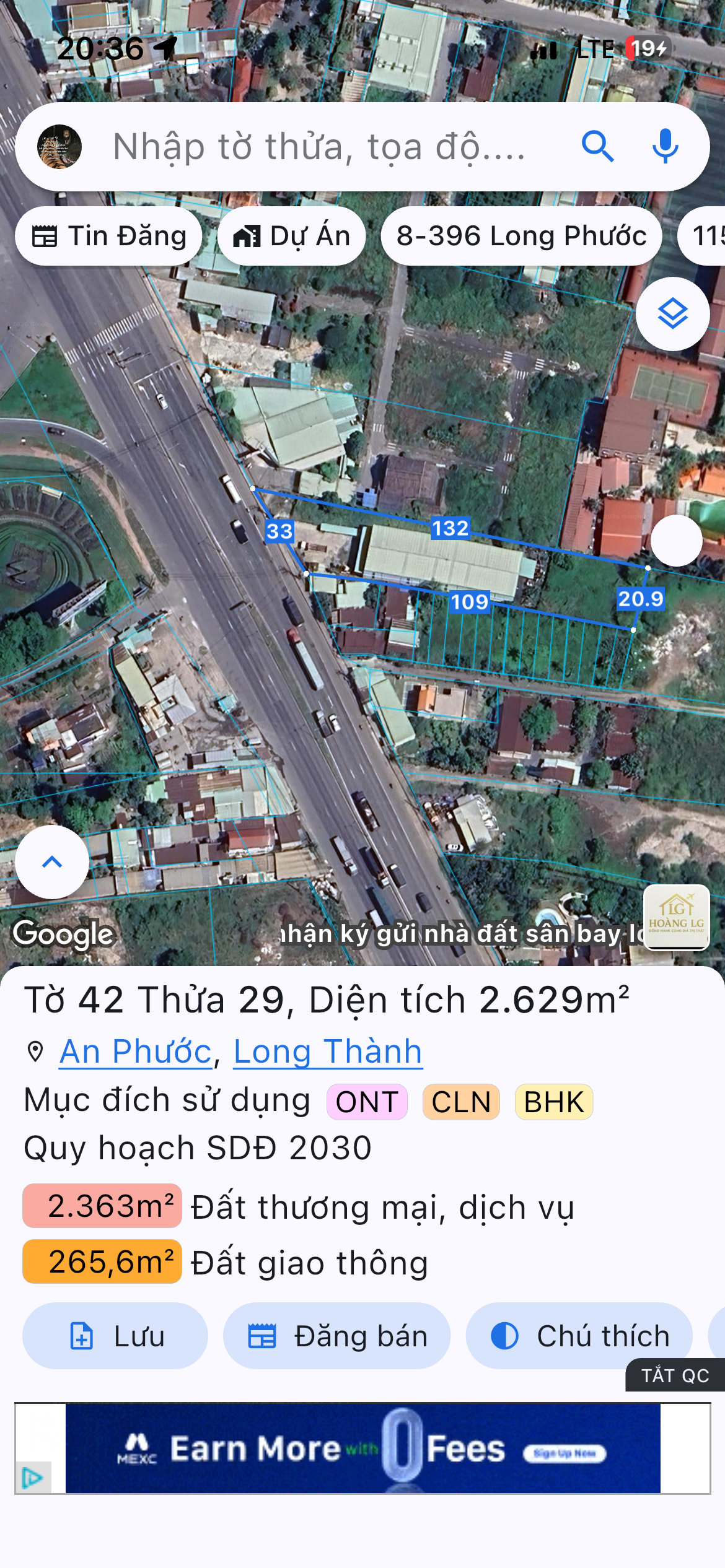 Bán đất 2629m² có sẵn 600m² thổ cư ngang 33m giá 29 tỷ tại Xã An Phước