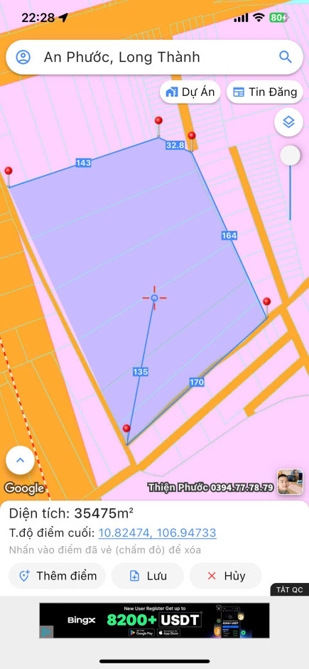 Bán đất 35475m² ngang 168m giá 195 tỷ Xã An Phước