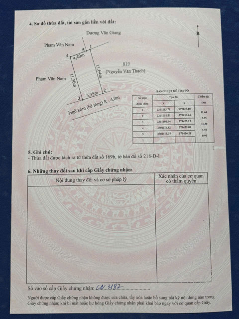 Bán đất 61.6m² ngang 5,35m đường rộng 4m giá 550 triệu Xã An Quang(Quang Trung). liên hệ 0362558882