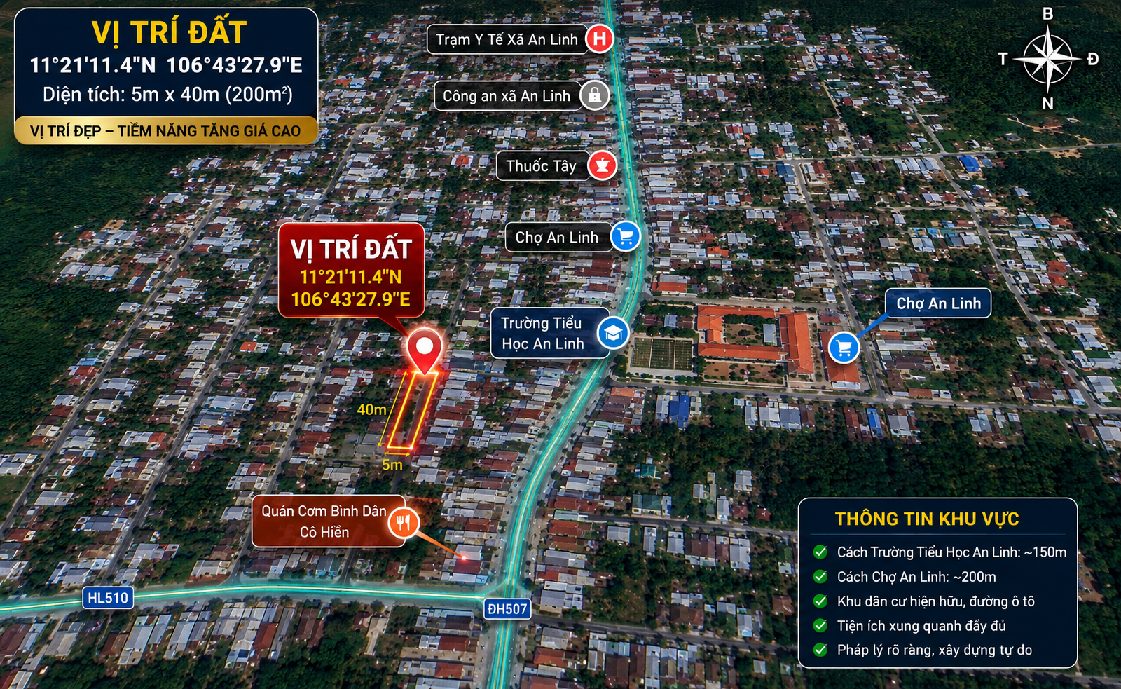 Bán Đất 200m² thổ cư 100m² giá 393.9 triệu tại Xã An Thái Huyện Phú Giáo Bình Dương
