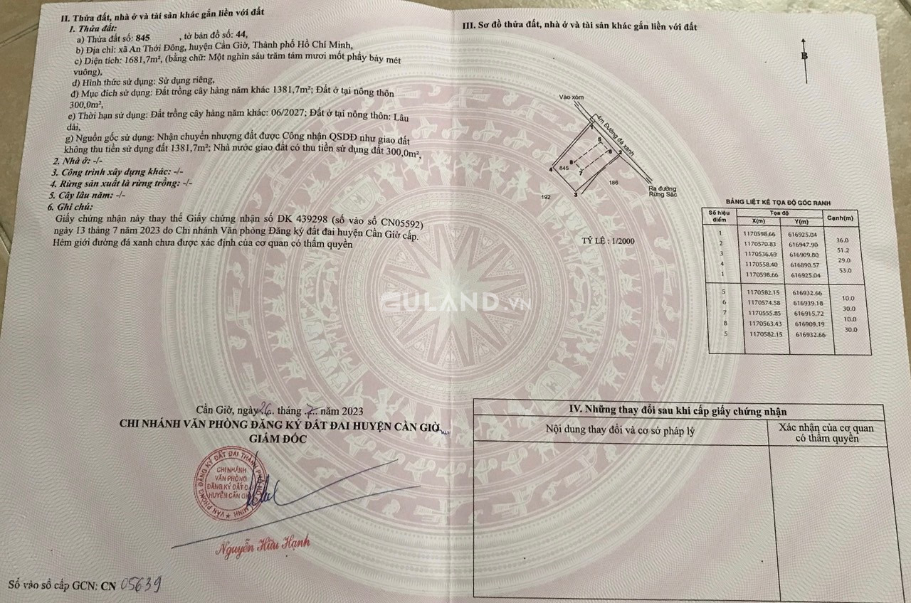 Bán đất thổ cư đường nhựa 8m- xã An thới đông