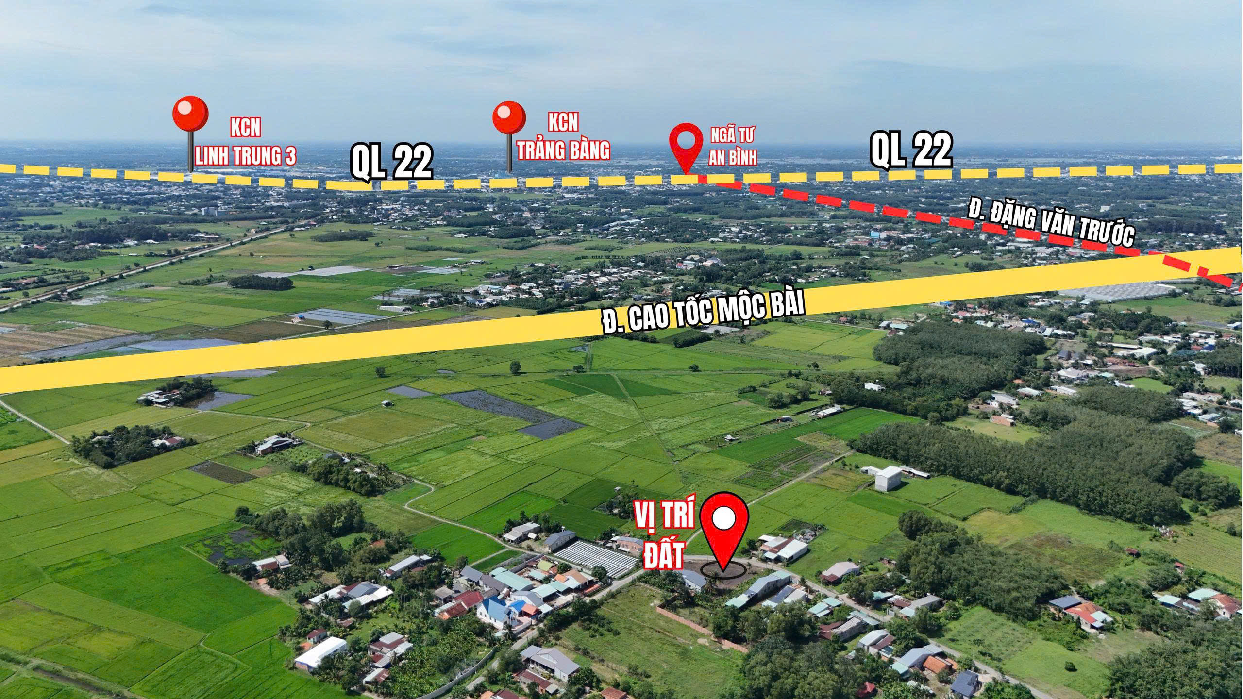 Cần bán gấp miếng đất view ruộng mát mẻ 165m2 ở Trảng Bàng Sổ Hồng Riêng giá 600 triệu