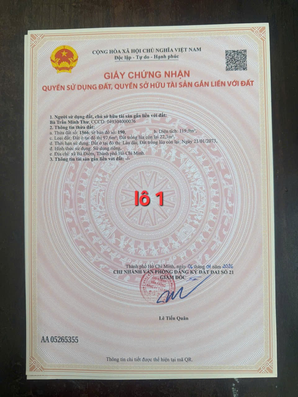 Bán 5 lô dt 5.5*20m khu Phan Văn Hớn gần Trần Văn Mười. Bà điểm HM