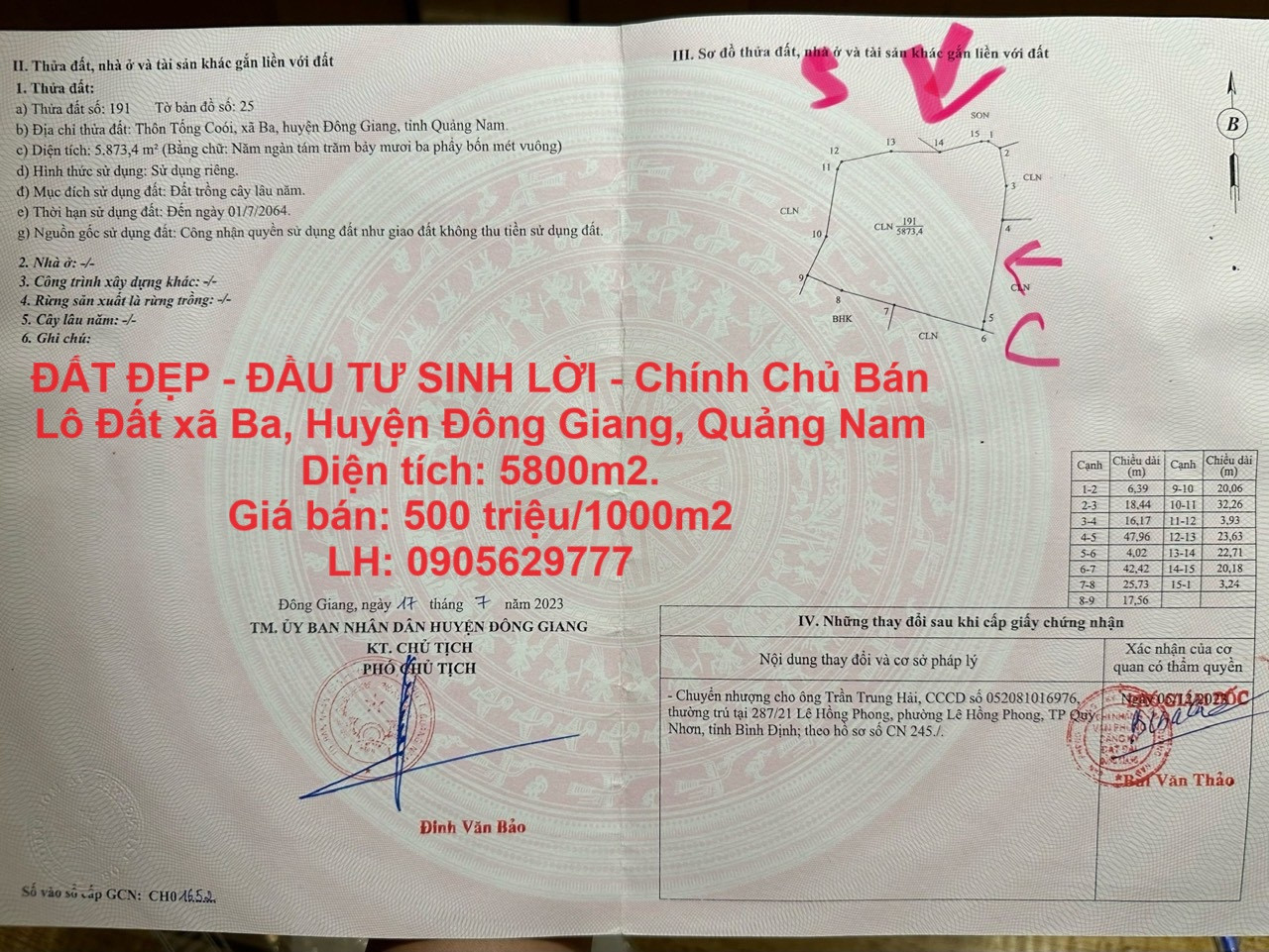 ĐẤT ĐẸP - ĐẦU TƯ SINH LỜI - Chính Chủ Bán Lô Đất xã Ba, Huyện Đông Giang, Quảng Nam