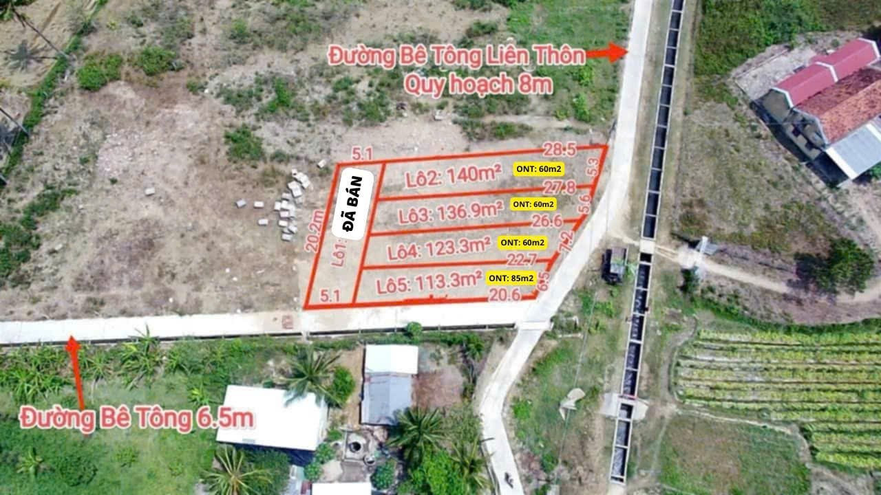 0763615365 Bán đất 140,9m² giá 510 triệu Xã Bắc Ninh Hòa