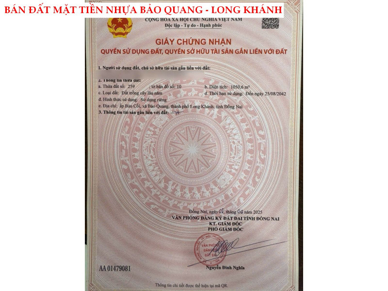 Bán đất Bảo Quang - Long Khánh, mặt tiền nhựa đẹp tiện kinh doanh