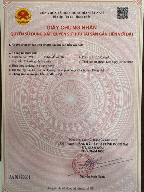 bán đất vườn Bảo Quang - Long Khánh, măt tiền nhựa giá tốt