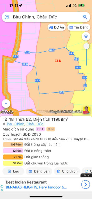 Bán đất 12007m² ngang 24m giá 9 tỷ tại Xã Bàu Chinh Huyện Châu Đức
