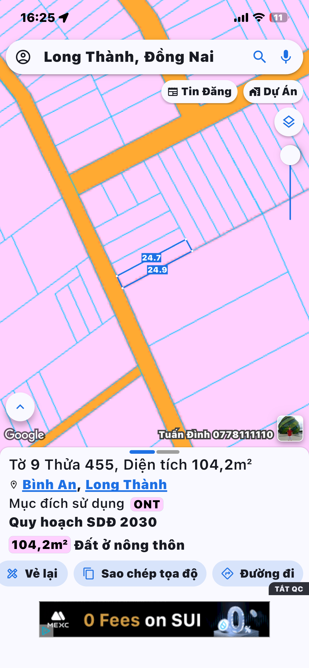 Bán lô đất full thổ Đường nhựa 1 sẹt phùng hưng