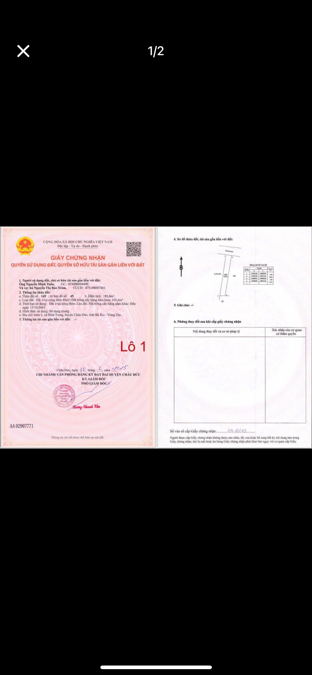 Bán đất 183,4m² ngang 5m giá 660 triệu Xã Bình Giã